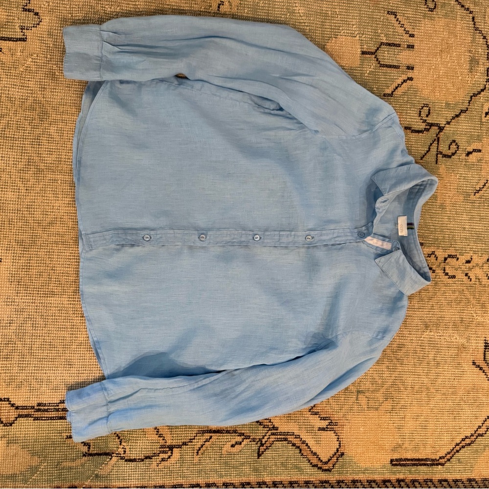 Ecru brand Sky Blue 100% Linen Button-Down Shirt, size medium